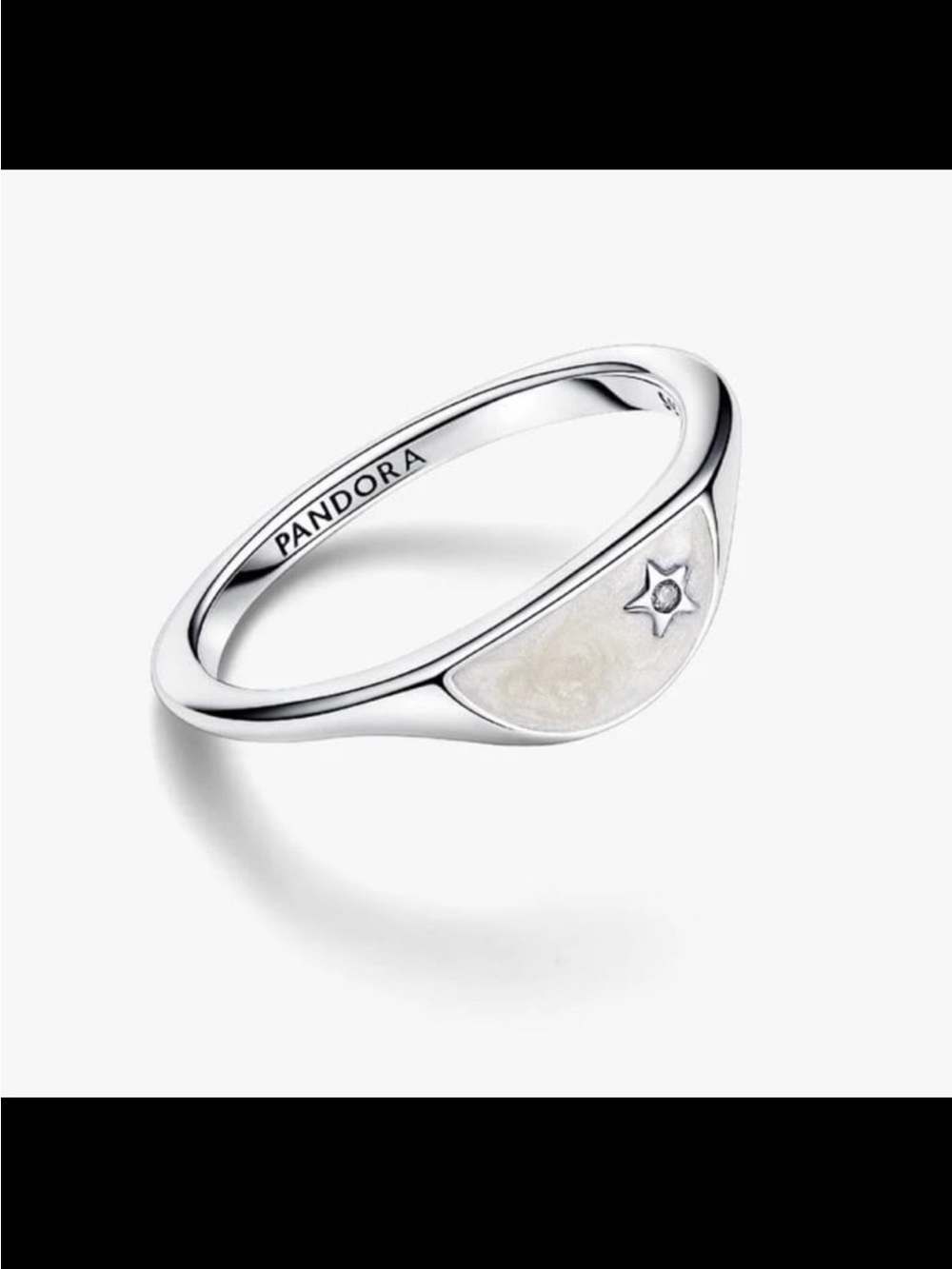 Pandora ME Halved Enamel Signet Ring authentic verified 
Size 8